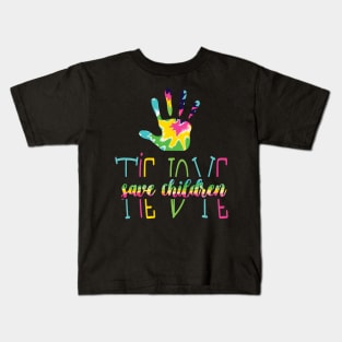 Tie Dye Save Children - Awareness Hand Tie Dye Gift - Cute Tie Dye Hand Save Children Gift Kids T-Shirt